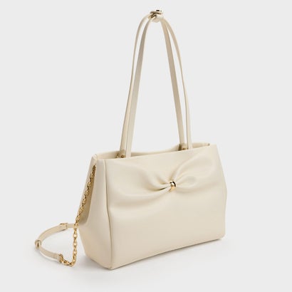 チャールズ アンド キース CHARLES & KEITH Halsey ホールジー ルーシュド トートバッグ （Cream）｜詳細画像