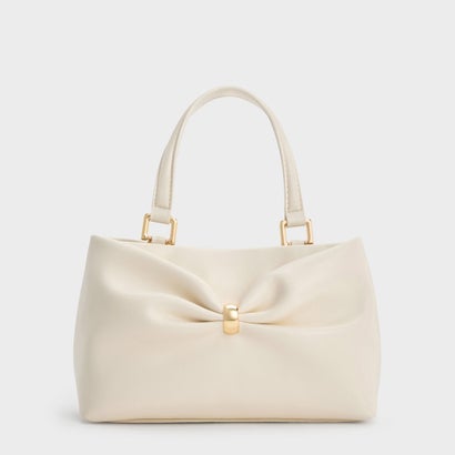 チャールズ アンド キース CHARLES & KEITH Halsey ホールジー ルーシュド トップハンドルバッグ （Cream）｜詳細画像