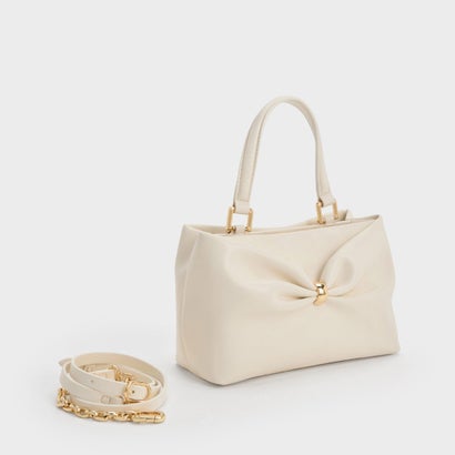 チャールズ アンド キース CHARLES & KEITH Halsey ホールジー ルーシュド トップハンドルバッグ （Cream）｜詳細画像