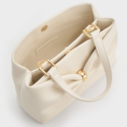 チャールズ アンド キース CHARLES & KEITH Halsey ホールジー ルーシュド トップハンドルバッグ （Cream）｜詳細画像