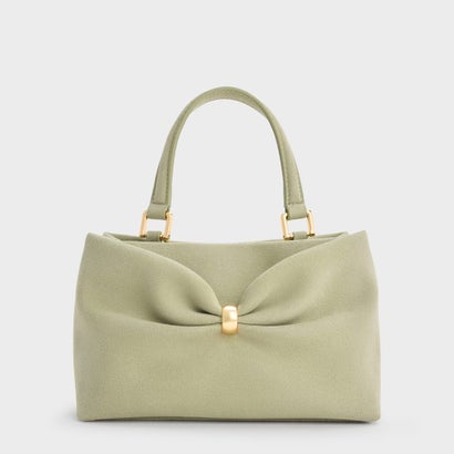 チャールズ アンド キース CHARLES & KEITH Halsey ホールジー ルーシュド トップハンドルバッグ1 （Pale Sage）｜詳細画像