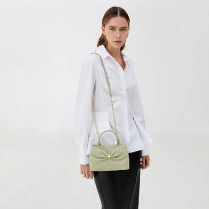 チャールズ アンド キース CHARLES & KEITH Halsey ホールジー ルーシュド トップハンドルバッグ1 （Pale Sage）｜詳細画像
