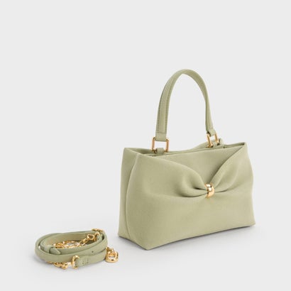 チャールズ アンド キース CHARLES & KEITH Halsey ホールジー ルーシュド トップハンドルバッグ1 （Pale Sage）｜詳細画像