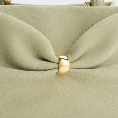 チャールズ アンド キース CHARLES & KEITH Halsey ホールジー ルーシュド トップハンドルバッグ1 （Pale Sage）｜詳細画像
