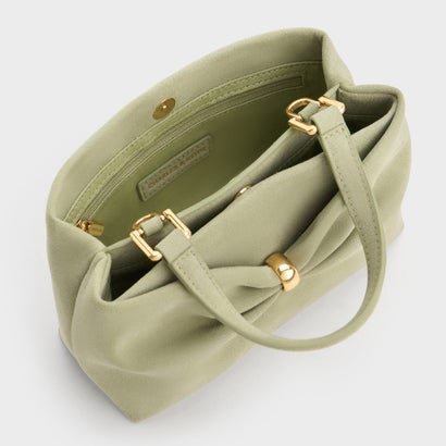 チャールズ アンド キース CHARLES & KEITH Halsey ホールジー ルーシュド トップハンドルバッグ1 （Pale Sage）｜詳細画像
