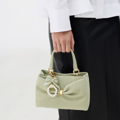 チャールズ アンド キース CHARLES & KEITH Halsey ホールジー ルーシュド トップハンドルバッグ1 （Pale Sage）｜詳細画像