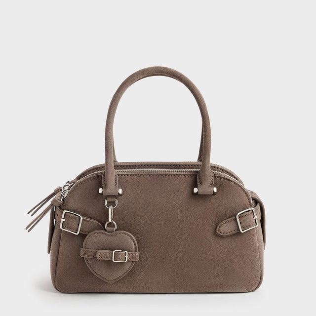 Nellie ネリー ハートチャーム ボウリングバッグ （Stone Grey）