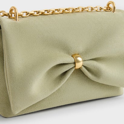 チャールズ アンド キース CHARLES & KEITH Halsey ホールジー ルーシュド チェーン ショルダーバッグ （Pale Sage）｜詳細画像