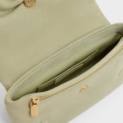 チャールズ アンド キース CHARLES & KEITH Halsey ホールジー ルーシュド チェーン ショルダーバッグ （Pale Sage）｜詳細画像
