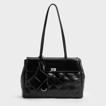 チャールズ アンド キース CHARLES & KEITH Apfra アップフラ キルト トートバッグ （Noir）｜詳細画像