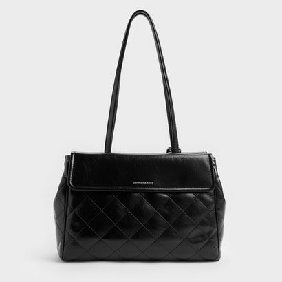 チャールズ アンド キース CHARLES & KEITH Apfra アップフラ キルト トートバッグ （Noir）｜詳細画像