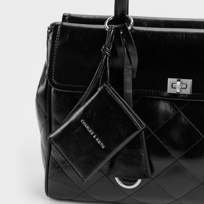 チャールズ アンド キース CHARLES & KEITH Apfra アップフラ キルト トートバッグ （Noir）｜詳細画像