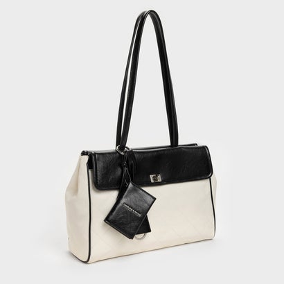 チャールズ アンド キース CHARLES & KEITH Apfra アップフラ キルト トートバッグ （Multi Cream）｜詳細画像