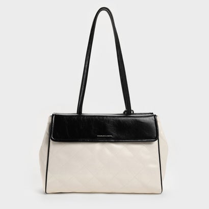 チャールズ アンド キース CHARLES & KEITH Apfra アップフラ キルト トートバッグ （Multi Cream）｜詳細画像