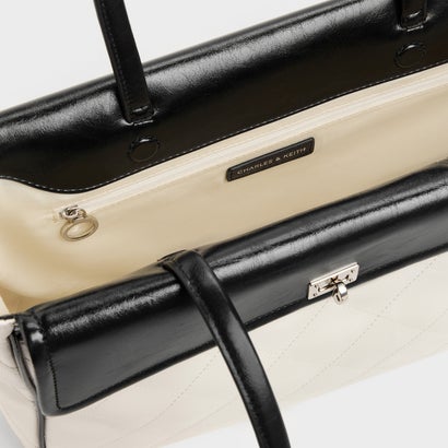 チャールズ アンド キース CHARLES & KEITH Apfra アップフラ キルト トートバッグ （Multi Cream）｜詳細画像