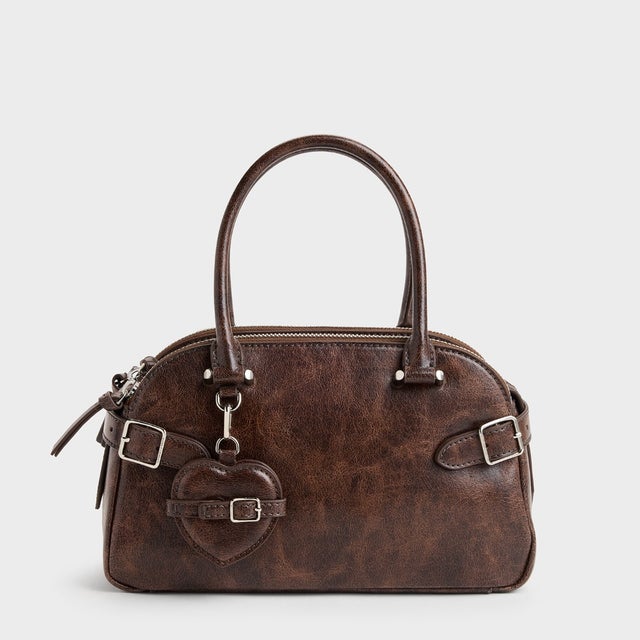 Nellie ネリー ハートチャーム ボウリングバッグ （Distressed Coffee）
