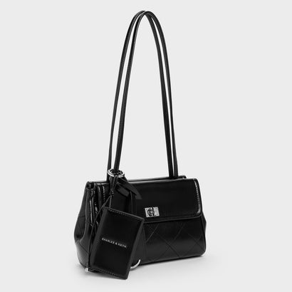 チャールズ アンド キース CHARLES & KEITH Apfra ミニアップフラ キルト トートバッグ （Noir）｜詳細画像