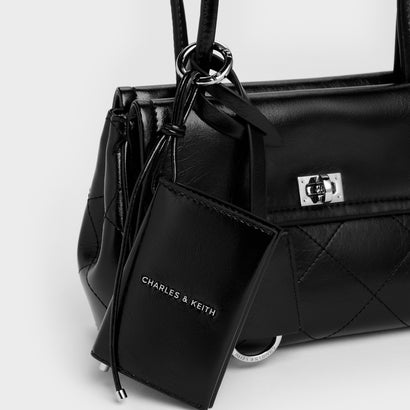 チャールズ アンド キース CHARLES & KEITH Apfra ミニアップフラ キルト トートバッグ （Noir）｜詳細画像