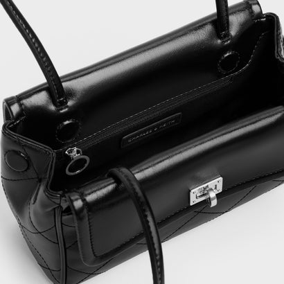 チャールズ アンド キース CHARLES & KEITH Apfra ミニアップフラ キルト トートバッグ （Noir）｜詳細画像