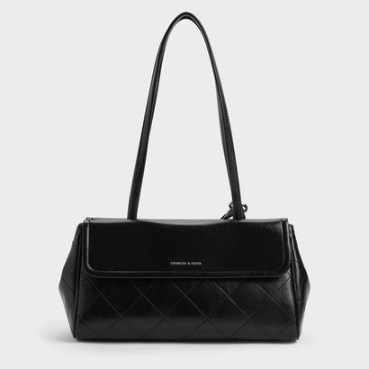 チャールズ アンド キース CHARLES & KEITH Apfra アップフラ キルト エロンゲーテッド ショルダーバッグ （Noir）｜詳細画像