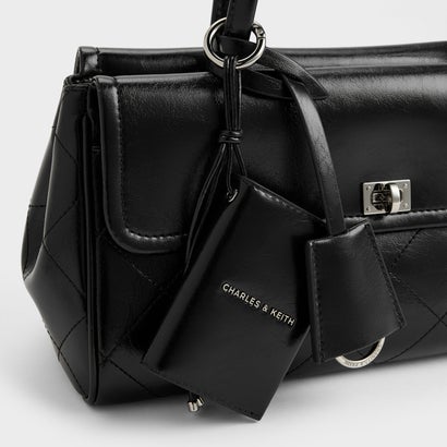 チャールズ アンド キース CHARLES & KEITH Apfra アップフラ キルト エロンゲーテッド ショルダーバッグ （Noir）｜詳細画像