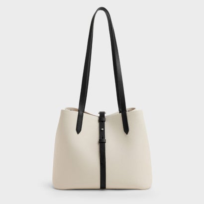 チャールズ アンド キース CHARLES & KEITH Beryl ベリル ツートーン ベルト バケットバッグ （Multi Cream）｜詳細画像