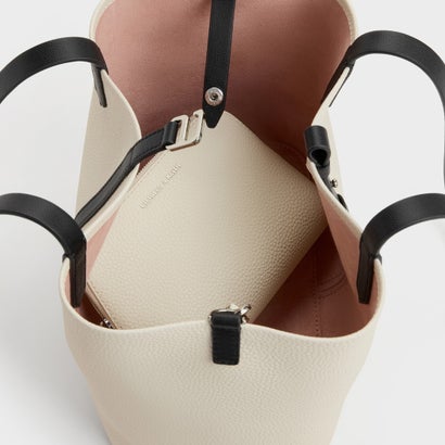 チャールズ アンド キース CHARLES & KEITH Beryl ベリル ツートーン ベルト バケットバッグ （Multi Cream）｜詳細画像