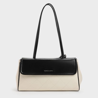 チャールズ アンド キース CHARLES & KEITH Apfra アップフラ キルト エロンゲーテッド ショルダーバッグ （Multi Cream）｜詳細画像