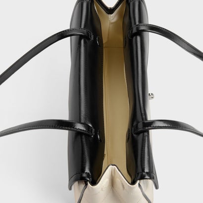 チャールズ アンド キース CHARLES & KEITH Apfra アップフラ キルト エロンゲーテッド ショルダーバッグ （Multi Cream）｜詳細画像