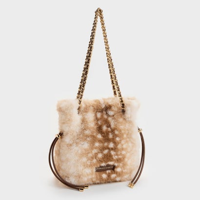 チャールズ アンド キース CHARLES & KEITH Arya アリア ディアプリント ブレイデッドチェーン クロスボディバッグ （Animal Print Brown）｜詳細画像