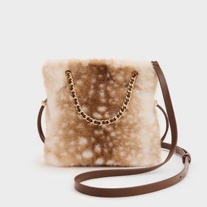 チャールズ アンド キース CHARLES & KEITH Arya アリア ディアプリント ブレイデッドチェーン クロスボディバッグ （Animal Print Brown）｜詳細画像
