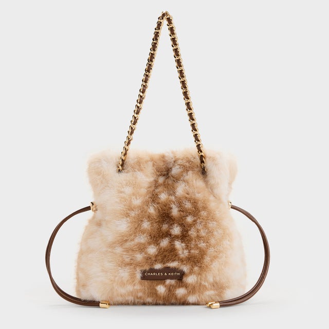 Arya アリア ディアプリント ブレイデッドチェーン クロスボディバッグ （Animal Print Brown）