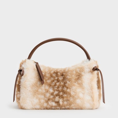 チャールズ アンド キース CHARLES & KEITH Hazel ヘーゼル ディアプリント ボウ トップハンドルバッグ （Animal Print Brown）｜詳細画像
