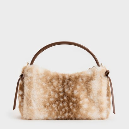 チャールズ アンド キース CHARLES & KEITH Hazel ヘーゼル ディアプリント ボウ トップハンドルバッグ （Animal Print Brown）｜詳細画像