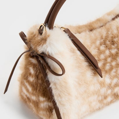 チャールズ アンド キース CHARLES & KEITH Hazel ヘーゼル ディアプリント ボウ トップハンドルバッグ （Animal Print Brown）｜詳細画像