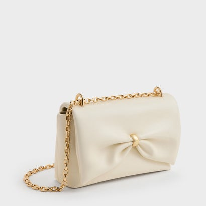 チャールズ アンド キース CHARLES & KEITH Halsey ホールジー ルーシュド チェーン ショルダーバッグ （Cream）｜詳細画像