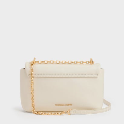チャールズ アンド キース CHARLES & KEITH Halsey ホールジー ルーシュド チェーン ショルダーバッグ （Cream）｜詳細画像