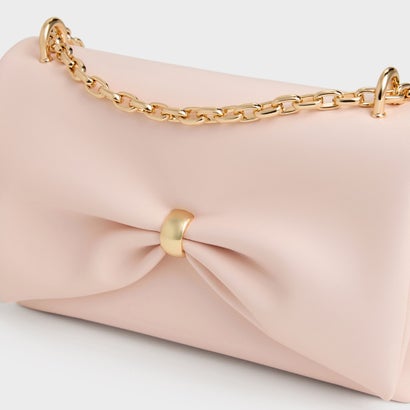 チャールズ アンド キース CHARLES & KEITH Halsey ホールジー ルーシュド チェーン ショルダーバッグ （Soft Pink）｜詳細画像