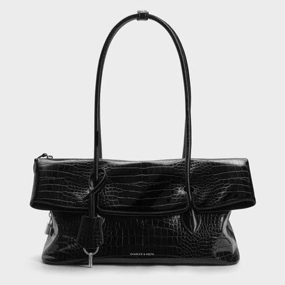 Aveline アヴェリン フロントフラップ ショルダーバッグ （Black Croco）｜詳細画像