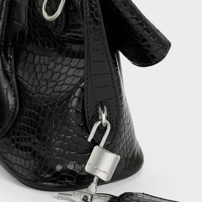 Aveline アヴェリーヌ フロントフラップ クロスボディバッグ （Black Croco）｜詳細画像
