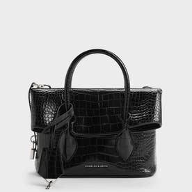 Aveline アヴェリーヌ フロントフラップ クロスボディバッグ （Black Croco）