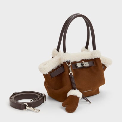 チャールズ アンド キース CHARLES & KEITH Cosima コシマ ファートリム トートバッグ （Pecan Brown）｜詳細画像