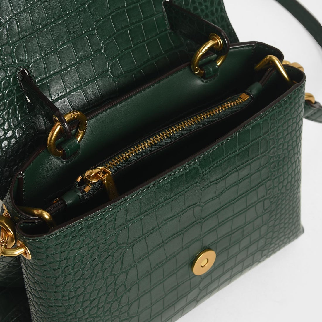 ストーンエンベリッシュド ハンドルバッグ / Stone-Embellished Handbag （Green）