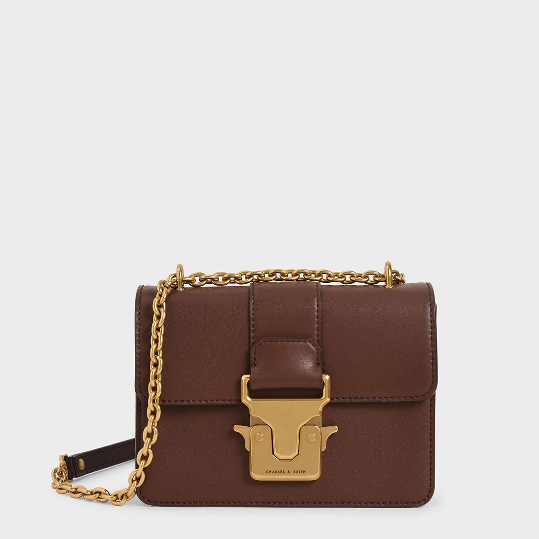 CHARLES & KEITH ダブルハンドルメタリック プッシュロックショルダー 