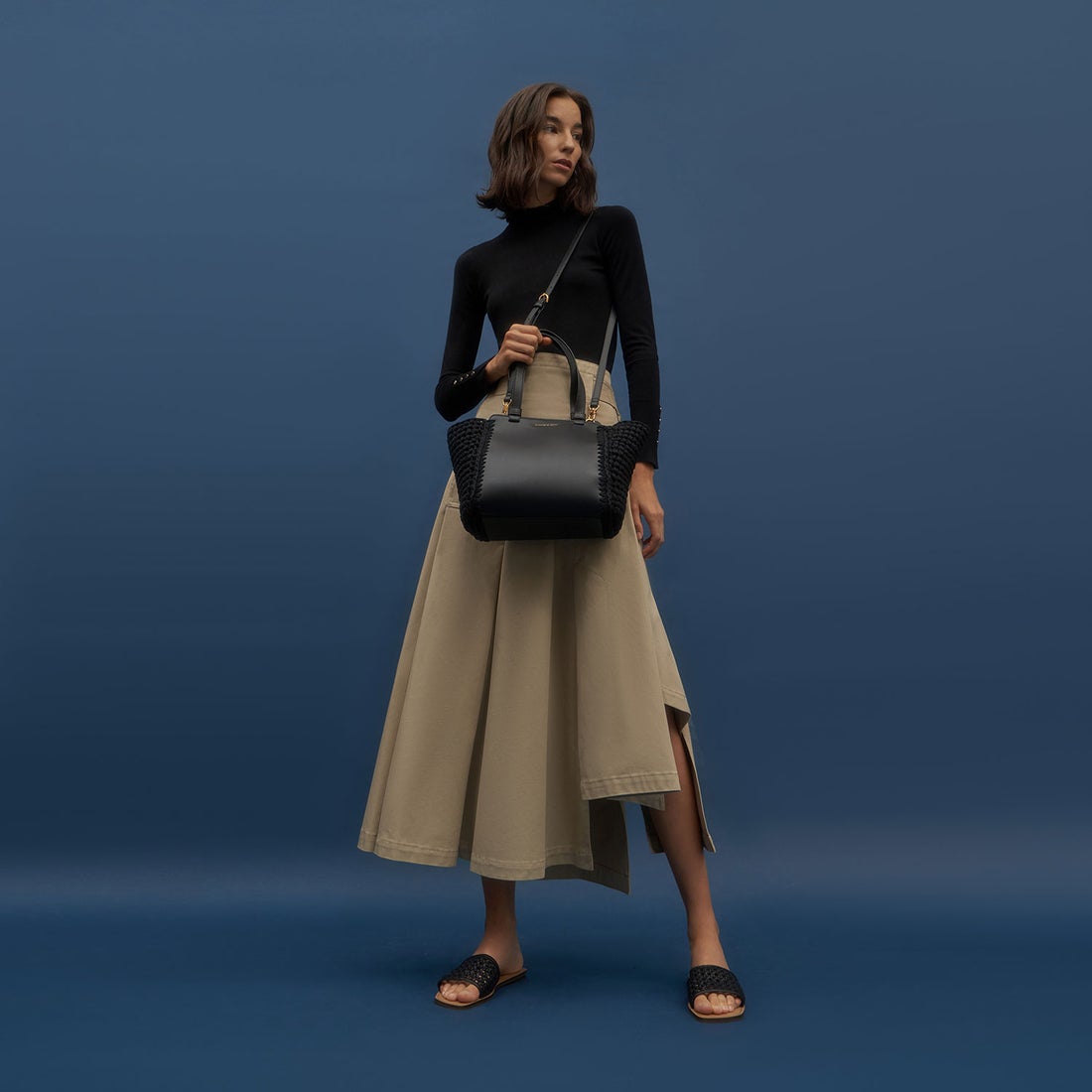 CHARLES & KEITH クロシェ トートバッグ （Black） -アウトレット通販 