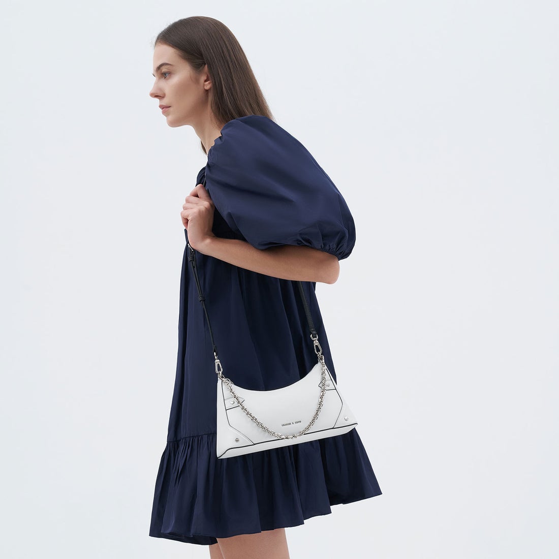 チェーンハンドル クロスボディバッグ 【再入荷】（White） -CHARLES 