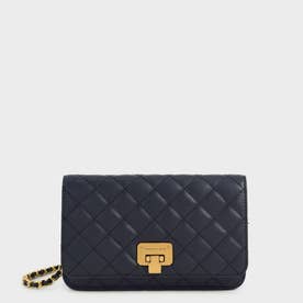 【2021 WINTER】キルテッドプッシュロック クラッチ / Quilted Push-Lock Clutch （Navy）