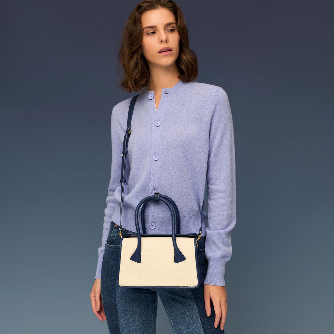 CHARLES & KEITH Daylla デイラー ダブルハンドルバッグ （Navy） -靴 
