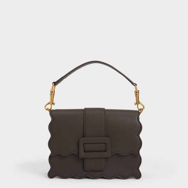 CHARLES & KEITH ウェーバリー スカラップトリムバッグ （DarkMoss 