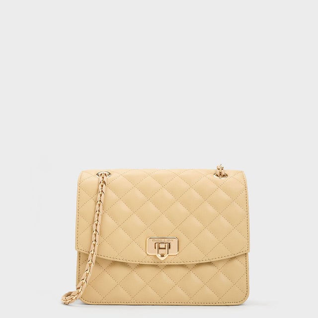 CHARLES & KEITH Cressida クレシダ キルトトラペーズチェーンバッグ 